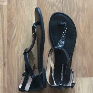 Black Sandals - Studded Detail.